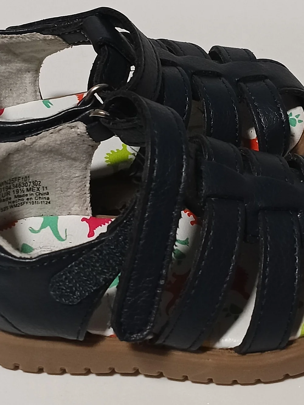 Wonder Nation Kids Navy Leather Fisherman Sandals Size 4 .